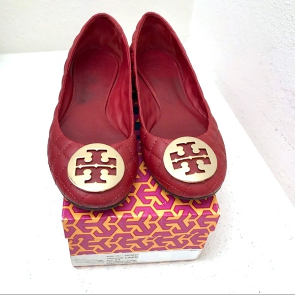 Tory Burch Shoes - Tory Burch Red Quinn quilted ballet flats